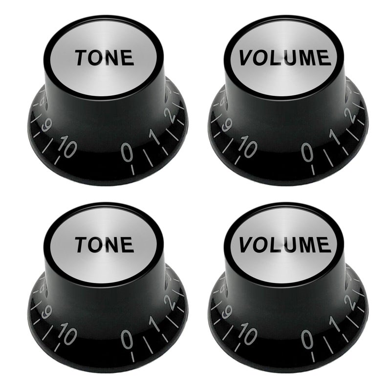 SAPHUE Plastic Top Hat Style 2 Volume and 2 Tone Speed Control Knobs Set for Gibson Les Paul Electric Guitar Replacement,Black - Image 1